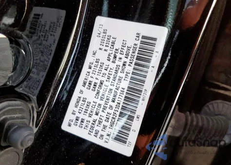 2013 Honda Accord Sport из США, поврежденный, VIN 1HGCR2F53DA177564